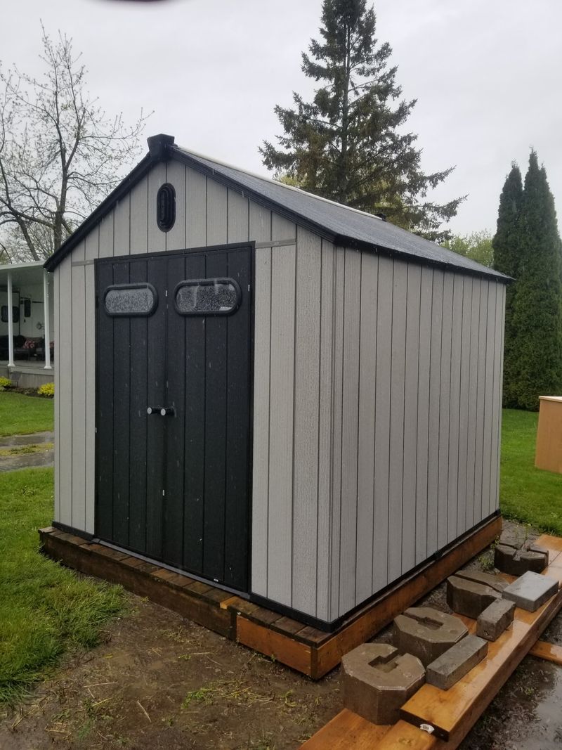Resin shed front angle view, Peterborough Ontario